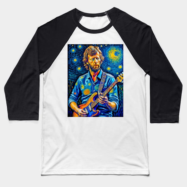 Eric Clapton in starry night Baseball T-Shirt by FUN GOGH